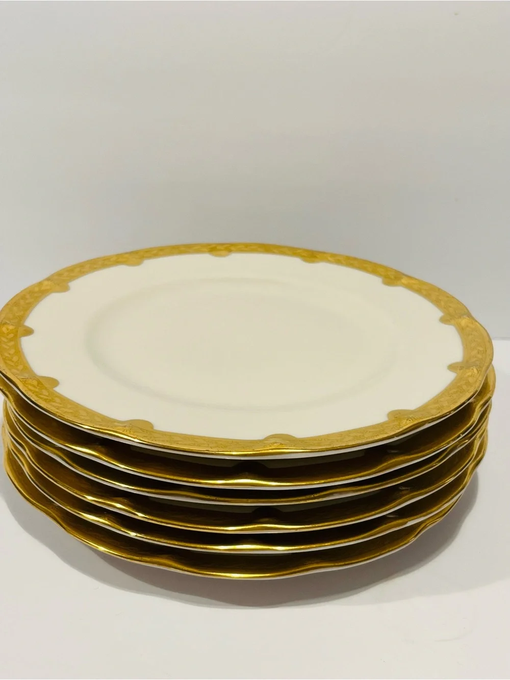 Antique Theodore Haviland New York Made in America Gold Encrusted 6 Salad Plates